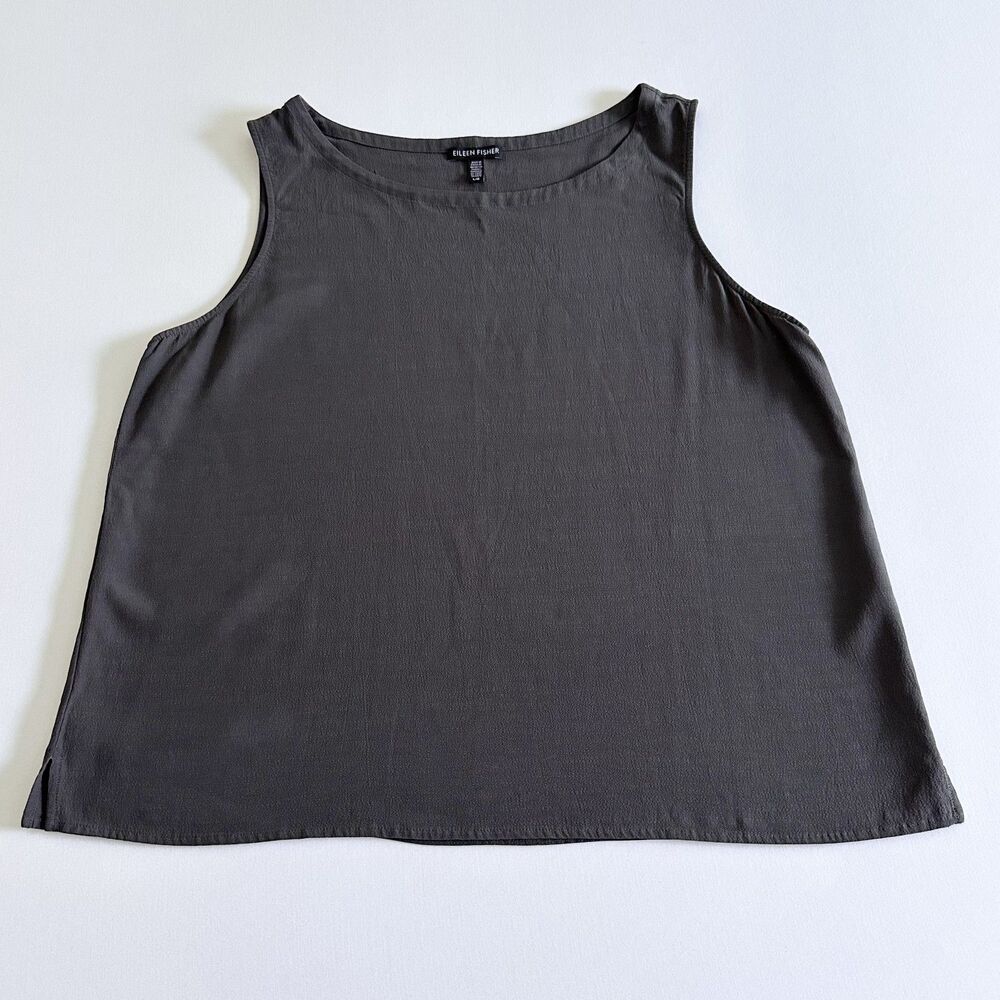 Eileen Fisher Tank Top Womens L Gray Sleeveless Lyocell Viscose Minimalist